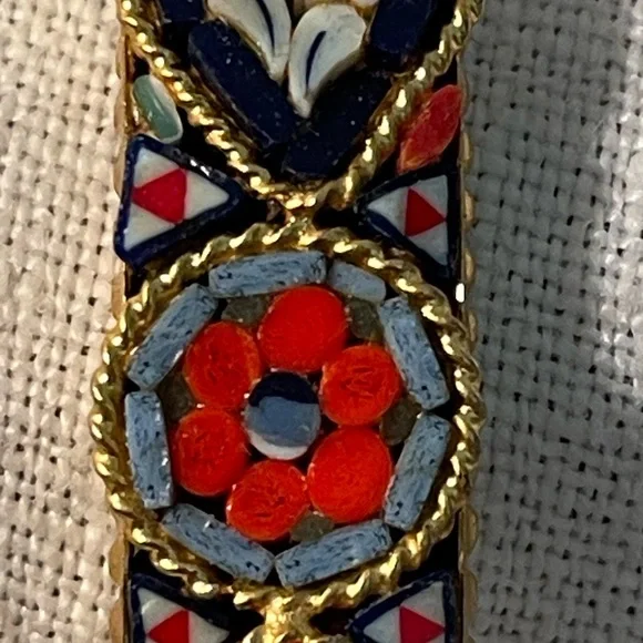 Vintage Italian Cloisonné Mosaic Link Bracelet in Gold Tone 1960’s - Picture 4 of 5